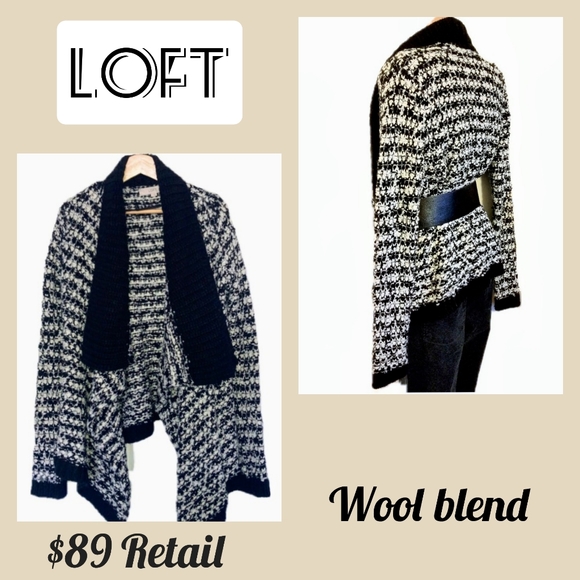 LOFT chunky knit waterfall cardigan black boho sweater small, FINAL PRICE! - Picture 15 of 16
